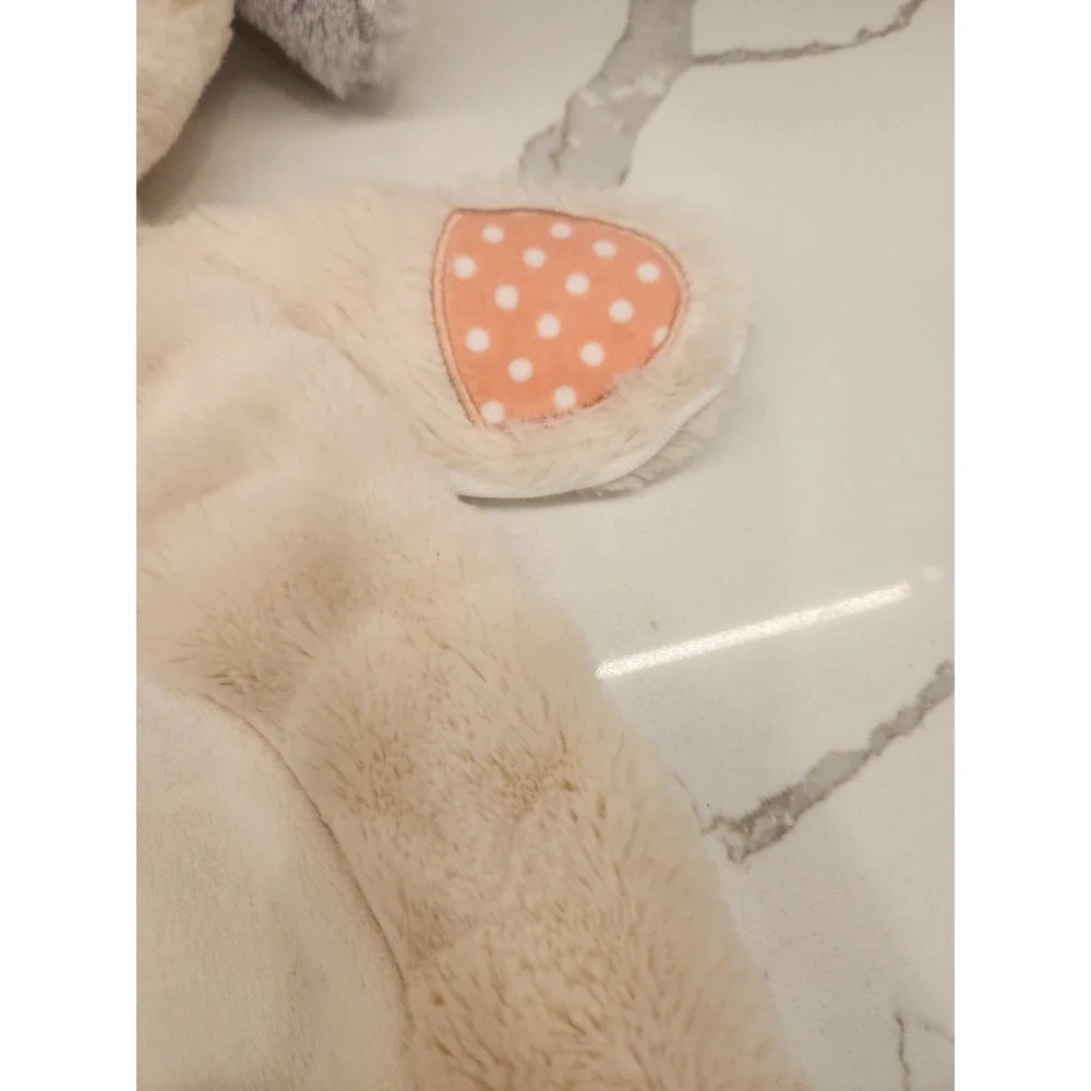 Animal Adventure Dog Puppy Lovey Security Blanket Cream Peach Polka Dot Knot